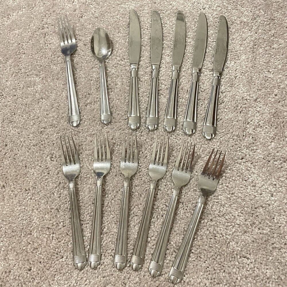 Hampton Silversmiths Stainless Steel Flatware Lot 13pcs Forks Spoons Knives